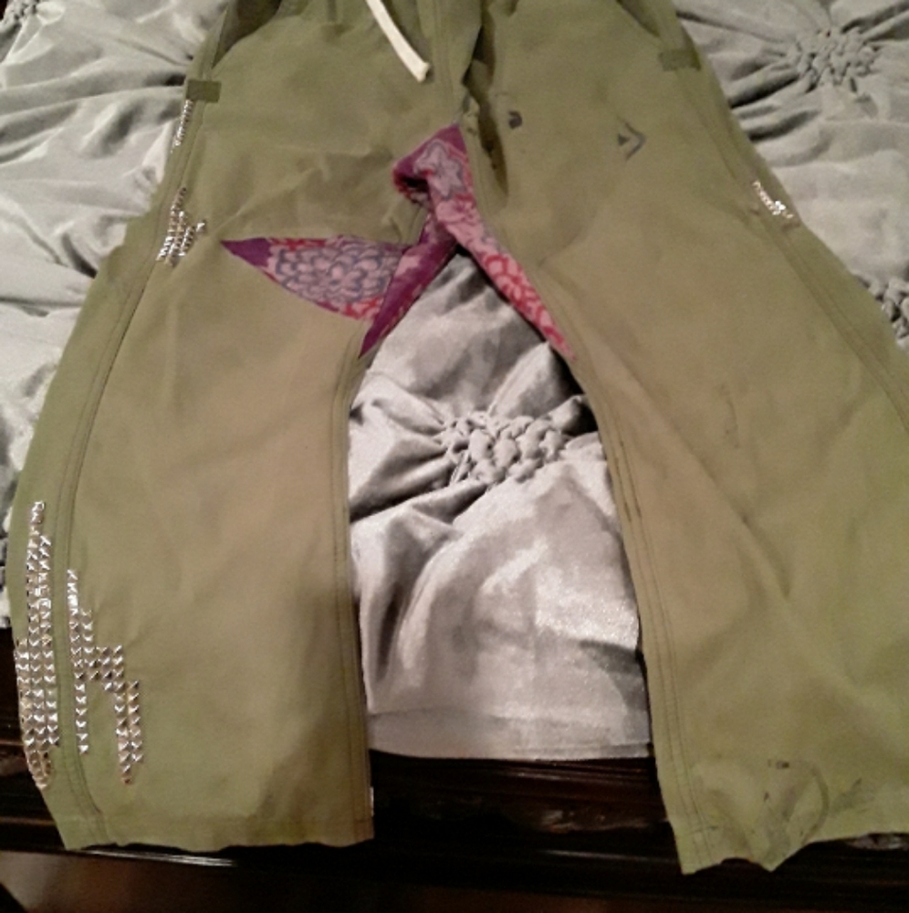 Free city studded green drawstring pants